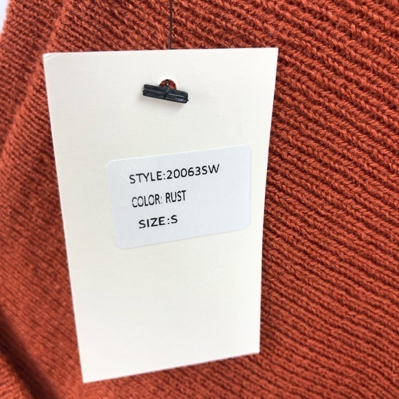 NWT Idem Ditto Rust Batwing Peplum Sweater Ribbed Open Back Top Size Small - Picture 7 of 11